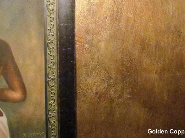 Golden copper weave detail