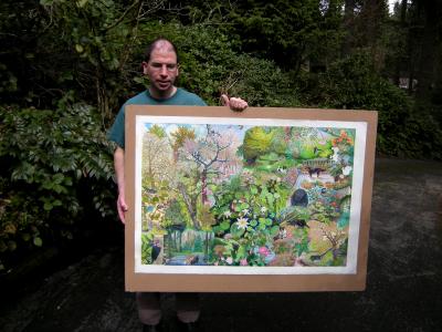 Holding "McLeans' Garden" drawing