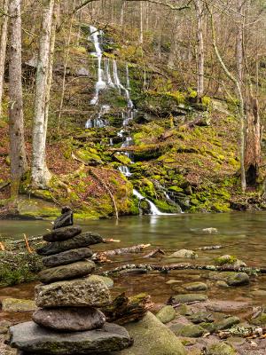 Waterfalls and Rock Cairn on Rondout Creek Waterfalls and Rock Cairn on Rondout Creek