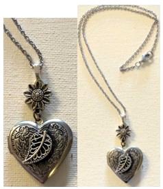 Heart with leaf and flower Locket (SOLD)