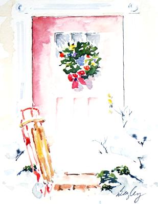 Red Door with Wreath Red Door with Wreath