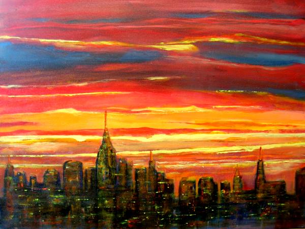 NY Sunset Acrylic on canvas - 18x28       Sold