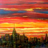 NY Sunset Acrylic on canvas - 18x28