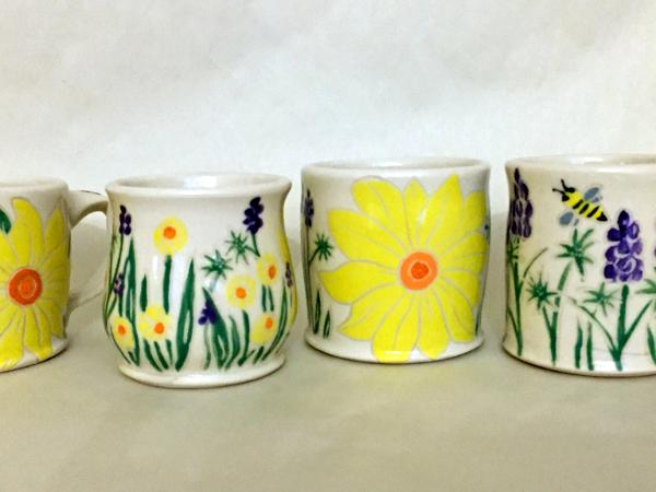 Four Flower Mugs