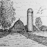 Brandenburg barn3 10x10 panel in pen and ink