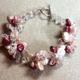 Pink Freshwater Pearls and Crystal Bracelet