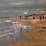 No. 42, Bournemouth Beach Reflections, 10x12 ins, oils.