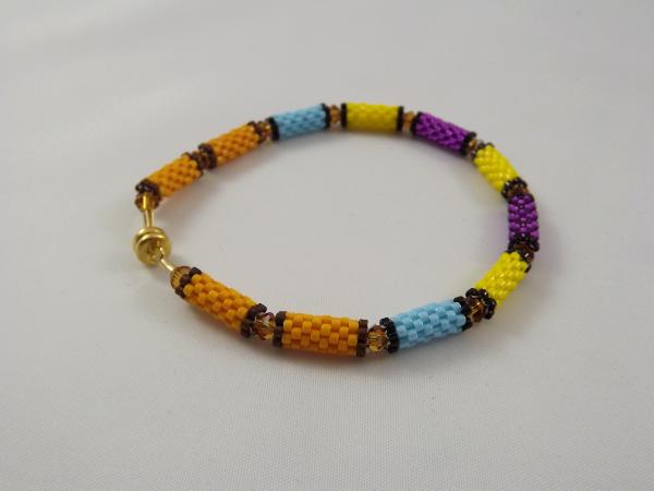 B-22 purple & yellow bead tube bracelet