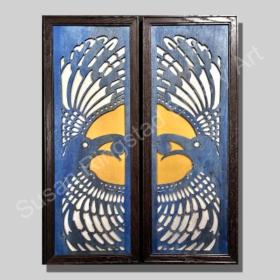 Raven Diptych Bronzy-gold and Blue Raven Diptych Bronzy-gold and Blue