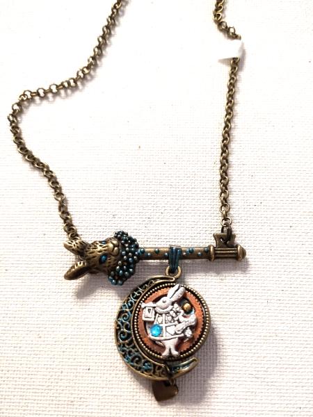White Rabbit Spinner Necklace