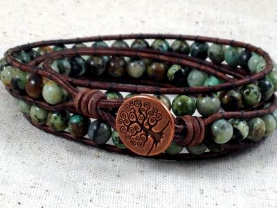 African Turquoise and Copper Wrap Bracelet African Turquoise and Copper Wrap Bracelet