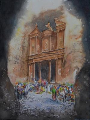 Resting in front of Al-Khazneh (Jordan), 35cm x 50cm, 2017 Resting in front of Al-Khazneh (Jordan), 35cm x 50cm, 2017