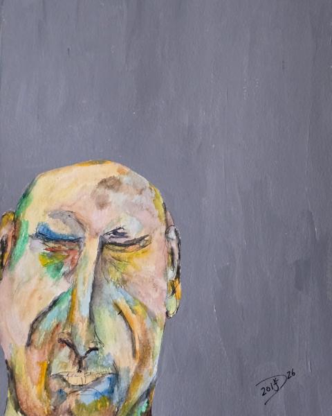 He continues to stand in silence 