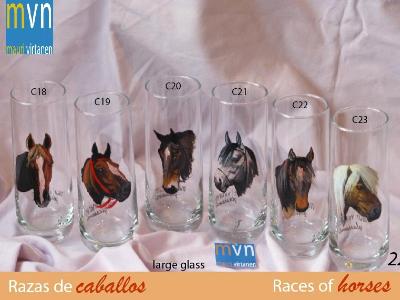 Set of handpainted glasses: RACES OF HORSES