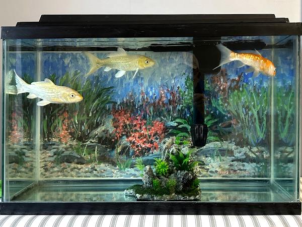 Fish Tank with an Acrylic Painting as Background