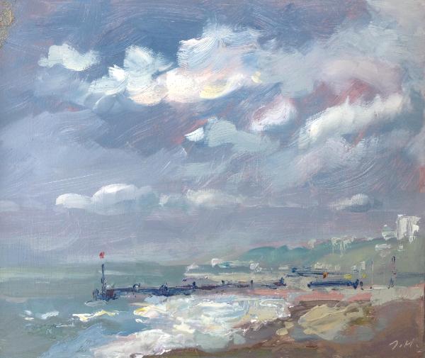 Bournemouth beach with a stormy sky
