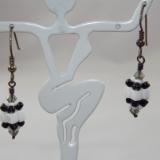 E-50 White & Black Beaded Bead Earrings