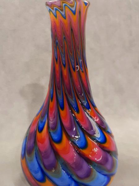 #12152505 Vase 7.5''HX4''W rainbow Tie-die design $115.00