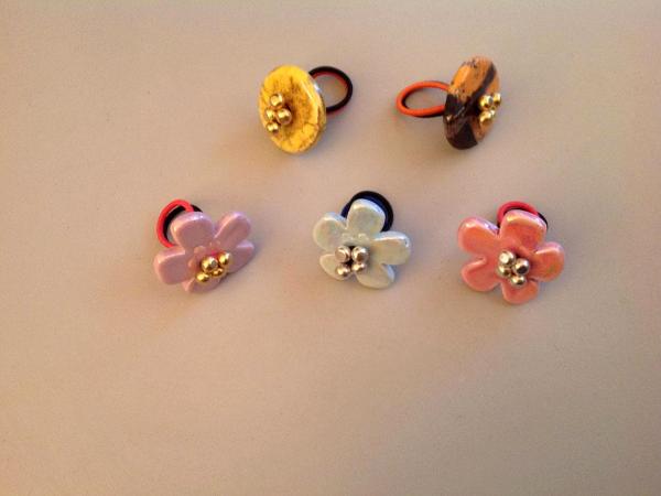 Hand made Ceramic Flower Rings with Gold or silver Buds