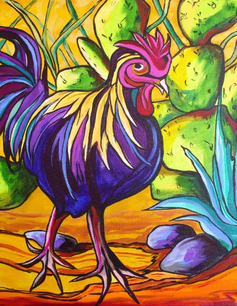 Cock-a-Doodle Doo - Original Acrylic on Canvas 14x11 SOLD