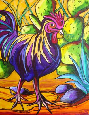 Cock-a-Doodle Doo - Original Acrylic on Canvas 14x11 SOLD Cock-a-Doodle Doo - Original Acrylic on Canvas 14x11 SOLD