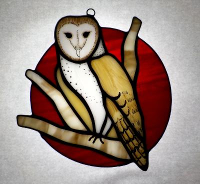 Barn Owl in a Blood Moon ~ Large Sun Catcher Barn Owl in a Blood Moon ~ Large Sun Catcher