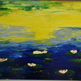 SOLD  Water Lily's 20 X 24 Acrylic on Canvas board Embellished prints available 