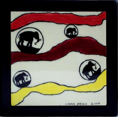 4" tile mounted on black wooden box 4" tile mounted on black wooden box