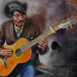 Portrait of a street guitarist, 38cm x 56cm, 2020