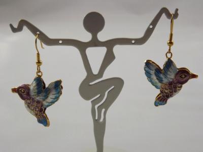 E-48 Cloissone Hummingbird Earrings