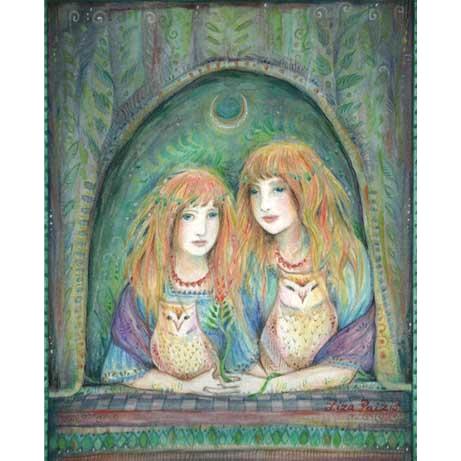 The Owlings Limited Edition art print owls and sisters