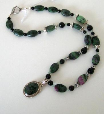 Ruby In Zoisite and Sterling Silver Necklace and Pendant Ruby In Zoisite and Sterling Silver Necklace and Pendant