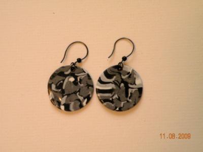 Black and White hand made clay earrings.