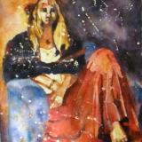 Samish Island Girl ~ Watercolor Batik 18" x 24"