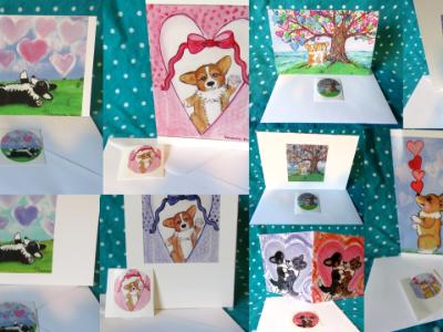 Set of 5 Love is in the air cards