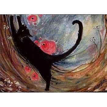 Black Cat art print from the original painting by Liza Paizis