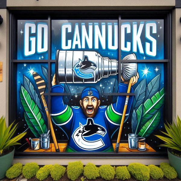 Go Canucks holding cup