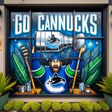 Go Canucks holding cup