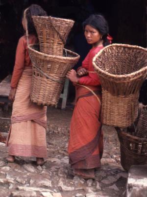Nepalese women and baskets