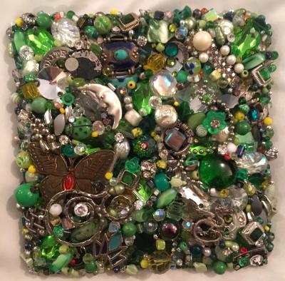 Green Beaded Square - Unframed - Sold Green Beaded Square - Unframed - Sold