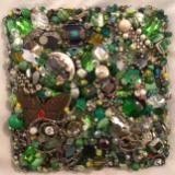 Green Beaded Square - Unframed - Sold
