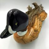 Fence Post Duck: Black/White Head/Neck--Looking Right
