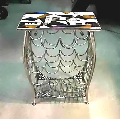 "GLASS & STEEL WINE BOTTLE STAND" by Steve Hazard