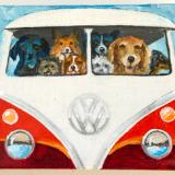 EIGHT DOGS ON THE BEACH