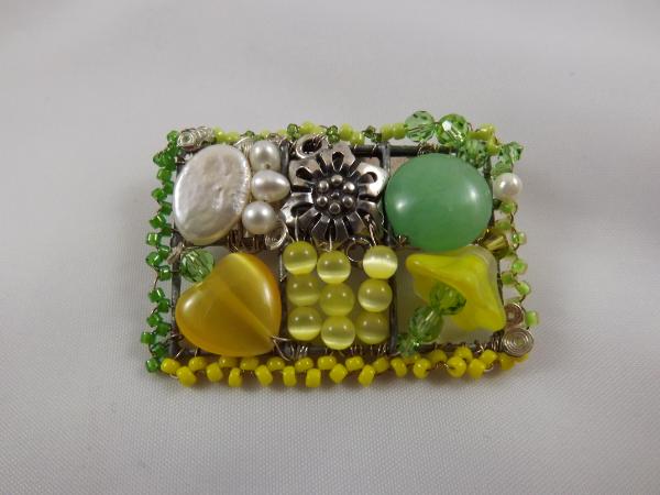 Green & Yellow Mosaic Brooch