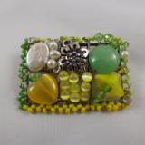 Green & Yellow Mosaic Brooch