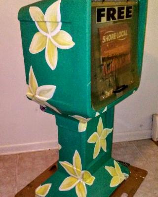 Hand painted newspaper box for Shore Local, NJ