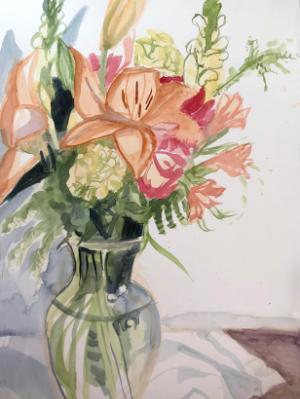 Flowers in a Glass Vase