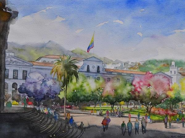 The Presidential Palace in Quito, 35cm x 50cm, 2017