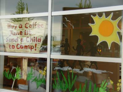 Buy a coffee send a child to camp. sign